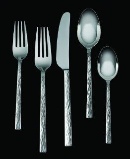 Wedgwood Vera Wang Stainless Hammered 5 Piece Flatware Place Setting, Service for 1 Vera Wang Silverware Kitchen & Dining