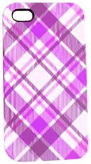 Cell Armor IPHONE4G PC JELLY TE338 Hybrid Jelly Case for iPhone 4/4S   Retail Packaging   Pink and Purple Plaid Cell Phones & Accessories