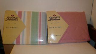 Cannon No Iron Multi Color Full Fitted and Flat Sheet   Bedding Collections