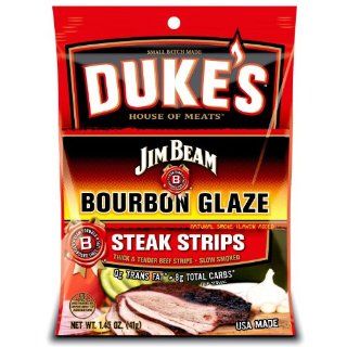 DUKE'S Jim Beam Steak Strips, Bourbon Glaze, 1.45 Ounce (Pack of 8)  Jerky And Dried Meats  Grocery & Gourmet Food