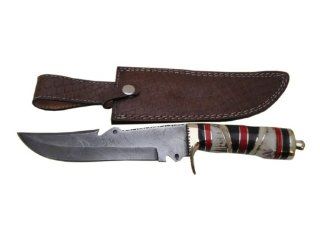 Custom Made Damascus Steel Hunting Knife New with Deer Horn, 12.5" Pt 347  Hunting Fixed Blade Knives  Sports & Outdoors