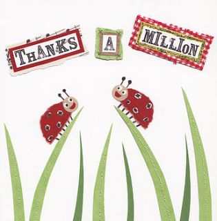 'thanks a million' ladybird card by the writing bureau