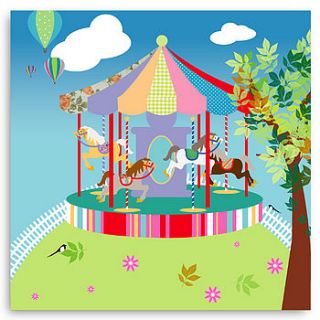 canvas   fairground carousel by strawberry lemonade