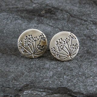 handmade cow parsley silver stud earrings by camali design