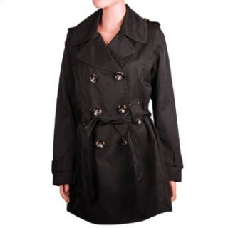 Jones New York Womens Belted Trench Coat (Large, Black) Trenchcoats
