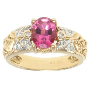 Michael Valitutti 14k Yellow Gold Pink Tourmaline and Diamond Ring (Size 6.5) Michael Valitutti Gemstone Rings