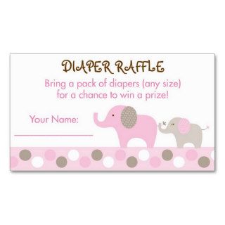 Pink Elephant Diaper Raffle Tickets Business Card Templates