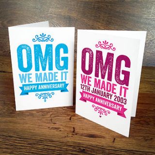 personalised omg anniversary card by a is for alphabet