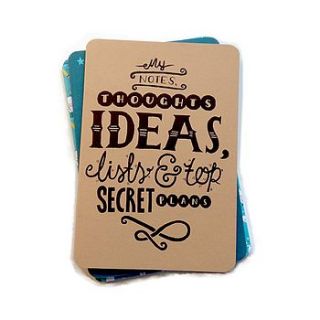 'my notes and top secret plans' notebook by the happy pencil