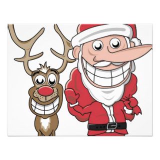 Funny Cartoon Santa and Rudolph Custom Invites