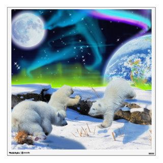 Polar Bear Cubs Earth Day Fantasy Art Decal Wall Skin