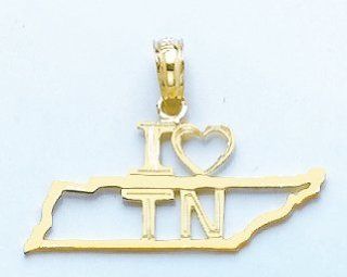 Gold Charm Tennessee State I "heart" Cut out Million Charms Jewelry