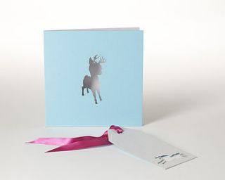 laser cut christmas card 'festive fawn' by cutture