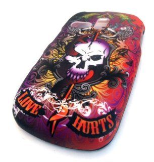 Samsung R355c Love Hurts Skull Lion HARD RUBBERIZED FEEL RUBBER COATED DESIGN Case Cover Skin Protector NET 10 Straight Talk Cell Phones & Accessories