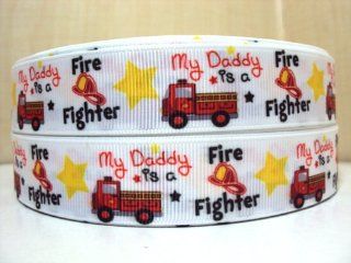 5 yards 7/8 My Daddy is a Firefighter Grosgrain Ribbon