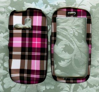Purple Plaid snap on case Samsung r355 R355c Straight Talk Phone Cover Cell Phones & Accessories