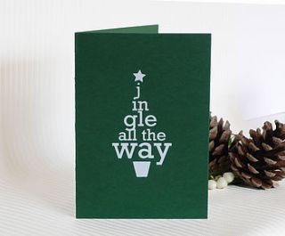 pack of four 'jingle all the way' cards by tangerine dreams creative