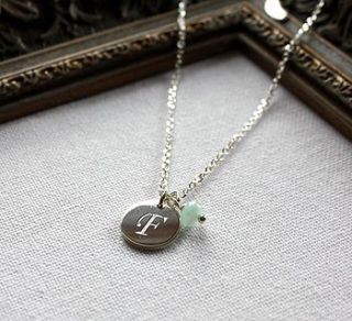 christening initial necklace with birthstone by harry rocks