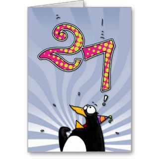 27th Birthday   Penguin Surprise Card