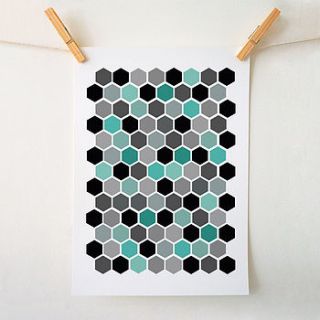 geometric hexagonal modern art print by sweet oxen