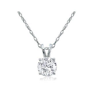 1/2 Carat Round Diamond Solitaire Necklace Pendant Crafted In Solid 14K White Gold With Free Blitz Jewelry Cleaner Jewelry