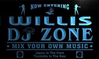 qh351 b Willis DJ Disc Jockey Zone Turntable Music Neon Light Sign  