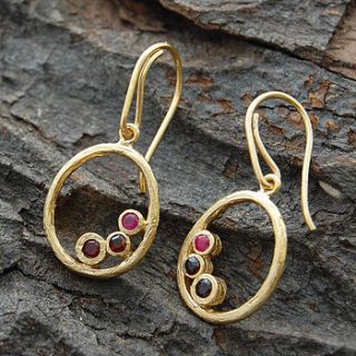 gold organic oval ruby earrings by embers semi precious and gemstone designs