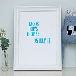 personalised letterpress baby announcement by prickle press