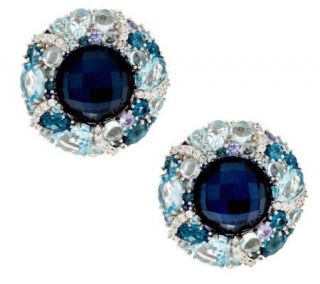 Judith Ripka Sterling 7.85cttw Blue Multi Gemstone Button Earrings —