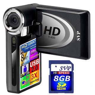 SVP T400Bk 1280x720p HD Camcorder with 8GB SDHC SVP Digital Camcorders
