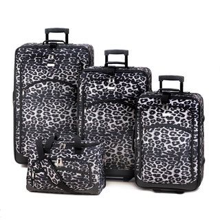Snow Leopard Print 4 Piece Fashion Luggage Set Luggage Sets