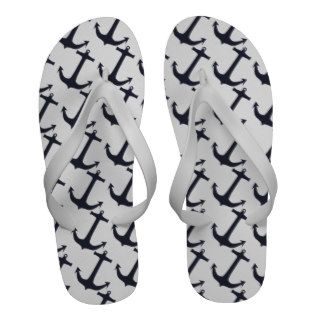 Navy Blue Anchor Pattern Flip Flop Sandals