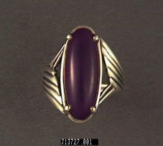 Sterling Silver Wing Design Purple Onyx Ring —