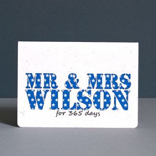personalised wedding anniversary days card by ruby wren designs