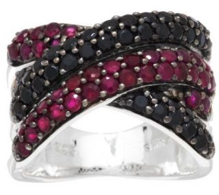 0.90 ct tw Black Spinel & 1.10 ct tw Ruby Sterling Ring —