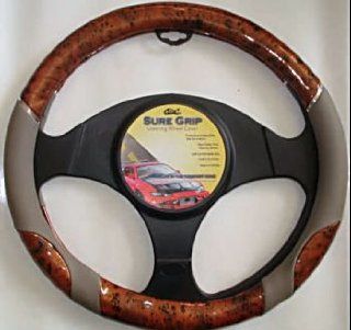 Wood & Beige Steering Wheel Cover Automotive