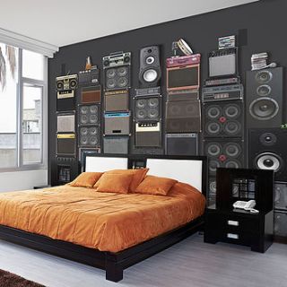 music speaker stack self adhesive wallpaper by oakdene designs