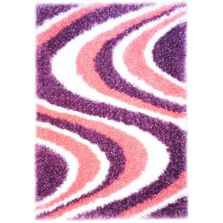 Chic Luxurious Soft Shag Waves Purple Pink White Area Rug (6'7 x 9'3) 7x9   10x14 Rugs