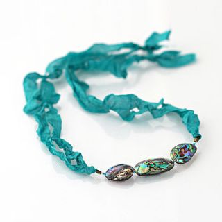 ribbon necklace with paua shells by artique boutique