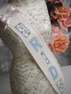 hen party 'bride' fabric sash by vintage twee