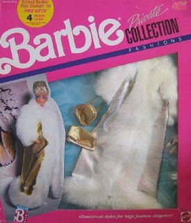 Barbie Private Collection Fashions   Glamorous Gold & Fur Coat & Accesories (1989 Mattel Hawthorne) Toys & Games