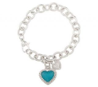 Judith Ripka Sterling 8 Rolo Link Bracelet with Gemstone Heart —