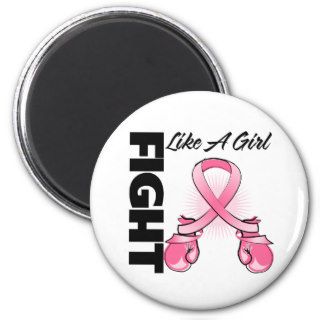 Pink Boxing Ribbon Fight Like A Girl Breast Cancer Refrigerator Magnets