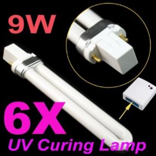 6x 9w Uv Replacement Light Bulb Tube for 36w Uv Nail Curing Lamp 365nm Dryer   Black Light Bulbs  