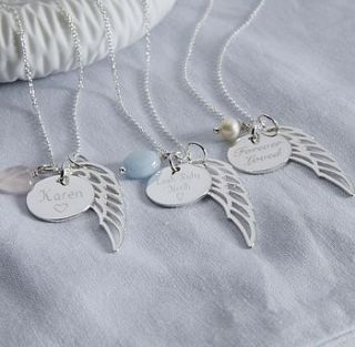 personalised sterling silver angel wing necklace by hurley burley