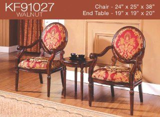 Shop 3 Pcs Traditional Living Accent Chair Set (2 Colors) (KF91027   Walnut) at the  Furniture Store. Find the latest styles with the lowest prices from
