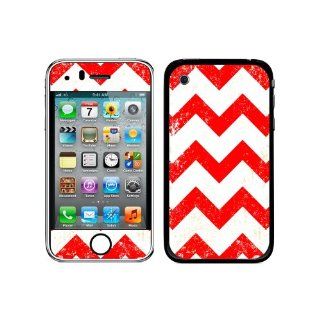 Graphics and More Protective Skin Sticker Case for iPhone 3G 3GS   Non Retail Packaging   Vintage Chevrons Red Cell Phones & Accessories