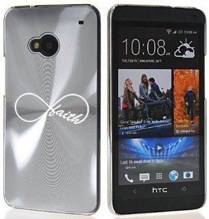 Silver HTC One M7 Sprint AT&T T Mobile Aluminum Plated Hard Back Case Cover 7M209 Infinity Infinite Faith Symbol Cell Phones & Accessories