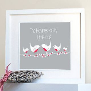 personalised christmas robin family print by ciliegia designs