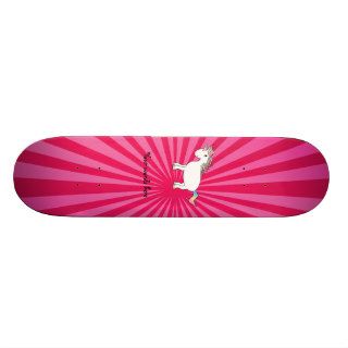 Pink sunburst rainbow unicorn skateboards